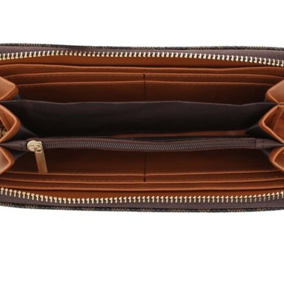 Geometric Tote Handbag Set w/ Wallet Vegan Leather Black Gray 2-in-1 - Picture 2 of 9